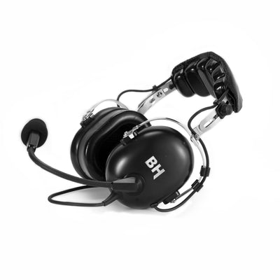 BH Aviation Alpha Lite Durable Aviation Headset lying on flat surface