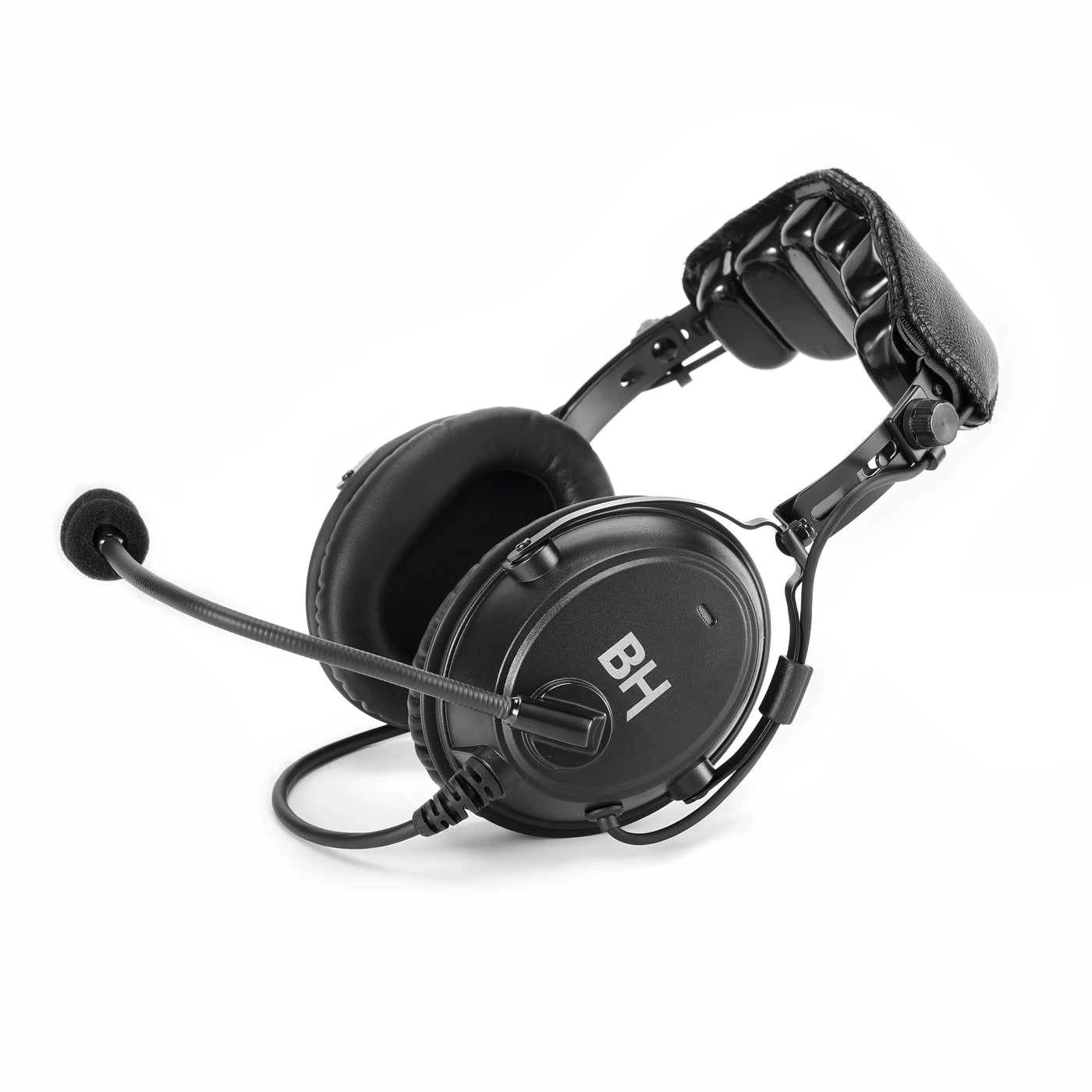 BH Alpha Lightweight ANR Aviation Headset with Bluetooth lying on flat surface