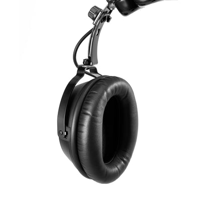 Close-up of BH Alpha ANR aviation headset ear cups with noise reduction padding